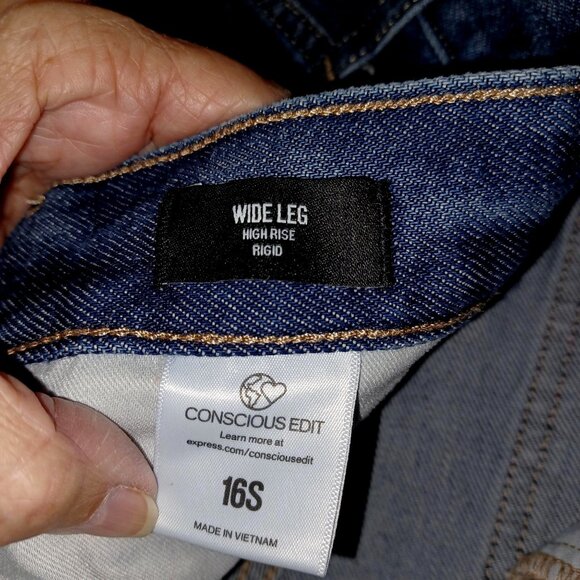 Express Wide Leg High Rise Rigid Jeans Light Wash Denim Women Size 16 S Casual - Picture 4 of 16